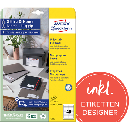 AVERY Zweckform Universal-Etiketten Office&Home, 48,5x25,4mm