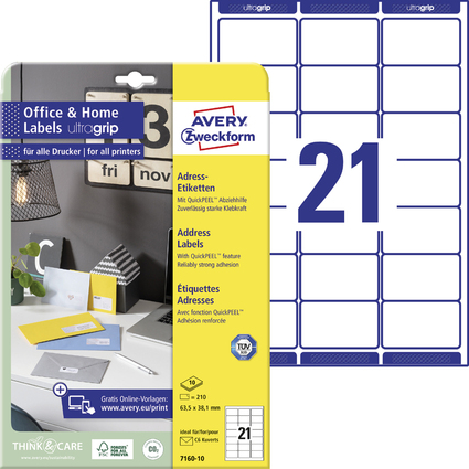 AVERY Zweckform Adress-Etiketten Home Office, 63,5 x 38,1 mm