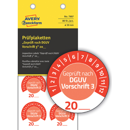 AVERY Zweckform Prfplaketten "DGUV Vorschrift 3", rot