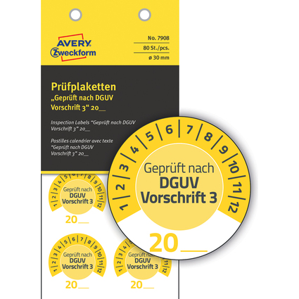 AVERY Zweckform Prfplaketten "DGUV Vorschrift 3", gelb