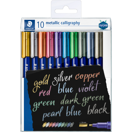 STAEDTLER Permanent-Marker metallic calligraphy, 10er Etui