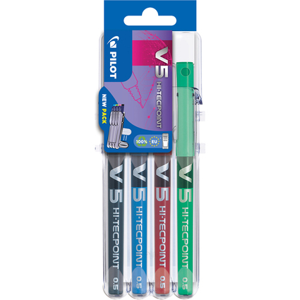 PILOT Tintenroller Hi-Tecpoint V5 Set2Go, 4er Etui