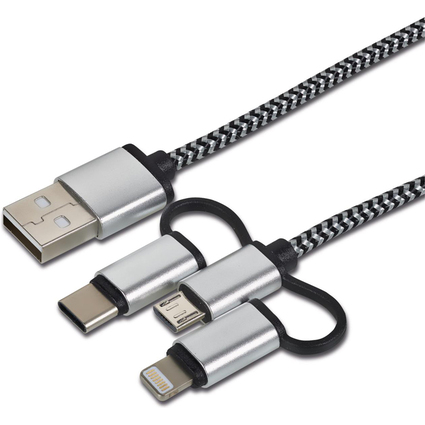 cartrend Daten- & Ladekabel 3in1, Lightning/Micro-USB/USB-C