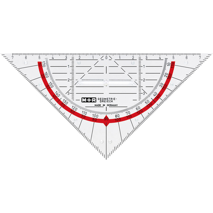 M+R Geometriedreieck, Acrylglas, Hypotenuse: 160mm, glasklar