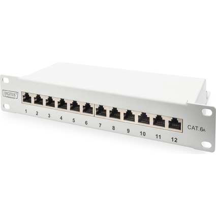 DIGITUS 10" Patch Panel Kat. 6A, geschirmt, 12-Port, 1HE