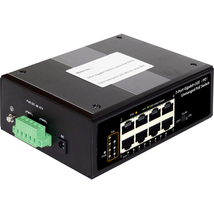 DIGITUS Industrial 7-Port Gigabit PoE Switch, Unmanaged