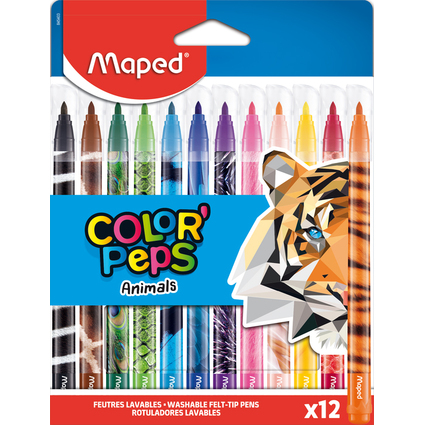 Maped Fasermaler COLOR'PEPS Animals, 12er Kartonetui