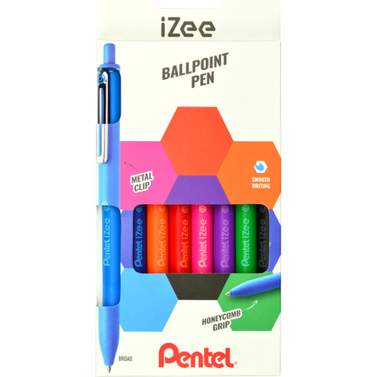 Pentel Druck-Kugelschreiber iZee, 8er Etui