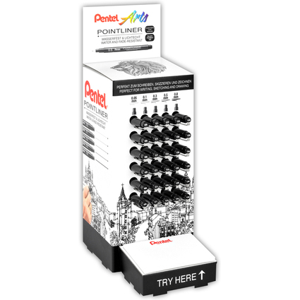 Pentel Permanent Fineliner Pointliner, Thekendisplay