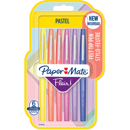 Paper:Mate Faserschreiber Flair PASTELL, 6er Blister