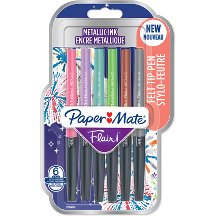 Paper:Mate Faserschreiber Flair METALLIC, 6er Blister