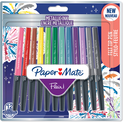 Paper:Mate Faserschreiber Flair METALLIC, 12er Blister