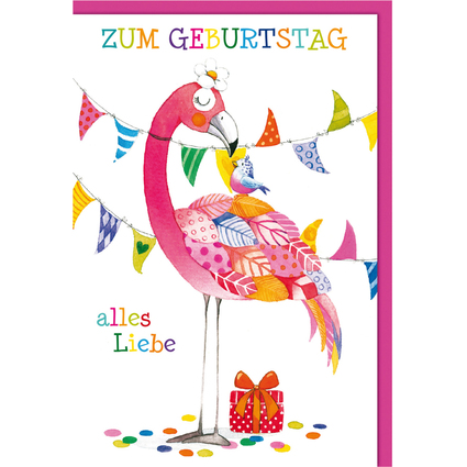 SUSY CARD Geburtstagskarte "Flamingo"