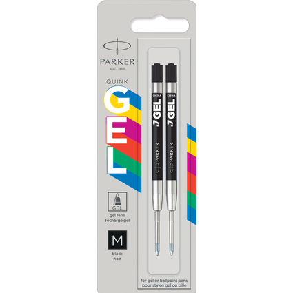 PARKER Gel-Mine ECO, schwarz, Strichstrke: M, 2er Blister