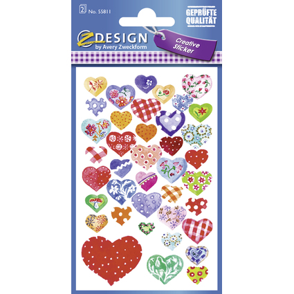 ZDesign CREATIVE Sticker "Herzen", geglimmert, bunt