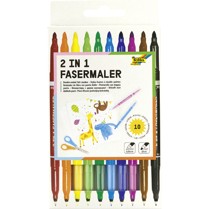 folia Doppel-Fasermaler 2 in 1, 10er Etui