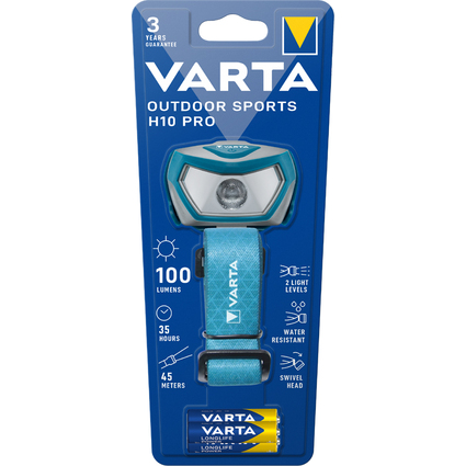 VARTA LED-Kopflampe "Outdoor Sports H10 Pro", blau/grau