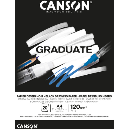 CANSON Studienblock GRADUATE EXTRA BLACK, DIN A4