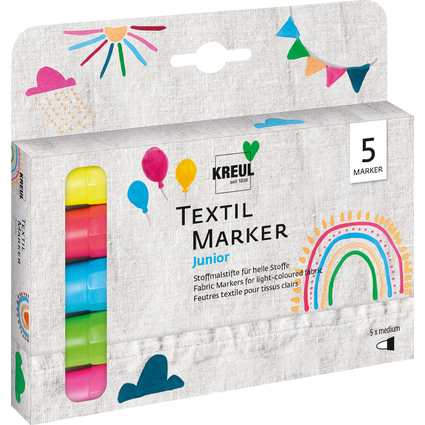 KREUL Textilmarker medium "Junior", 5er-Set