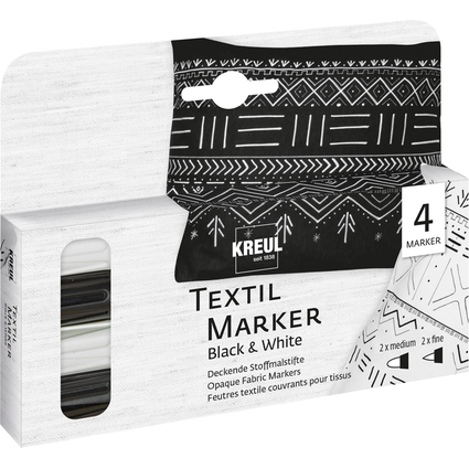 KREUL Textilmarker OPAK, Black & White 4er-Set