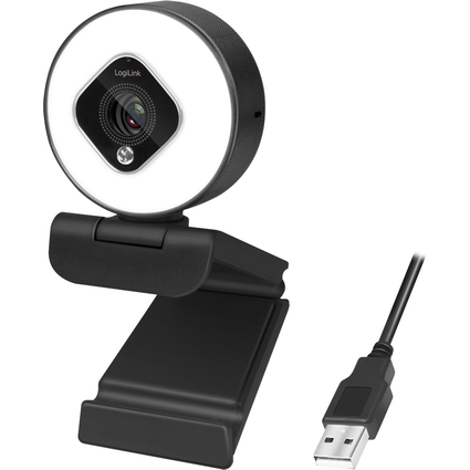 LogiLink Full-HD-USB-Webcam mit Dual-Mikrofon, schwarz