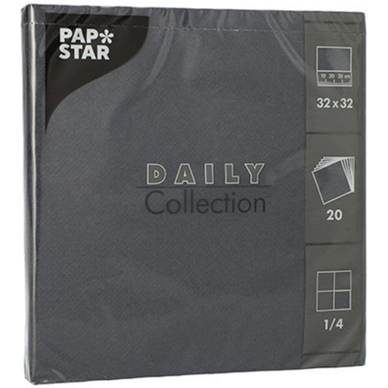 PAPSTAR Lunch-Servietten, 320 x 320 mm, 3-lagig, schwarz