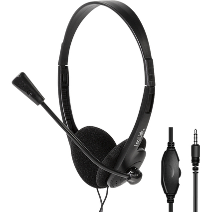 LogiLink Stereo Headset, mit Bgelmikrofon, schwarz