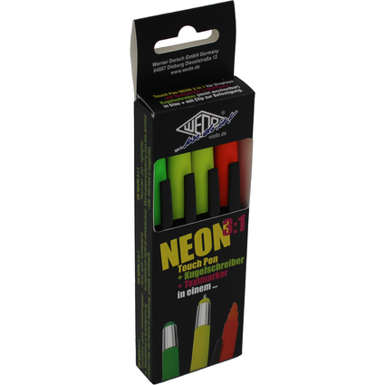 WEDO Eingabestift 3-in-1 NEON, 4er Etui