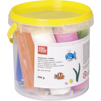 KNORR prandell Kinderknete-Set, im Eimer, 8 Farben, 700 g