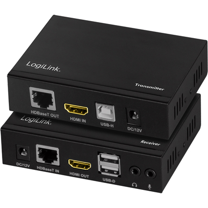 LogiLink 4K/60 Hz HDMI KVM Extender Set, HDBaseT, 6x USB-A