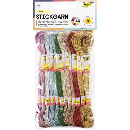 folia Stickgarn "Metallic", 26 Docken  8 m, farbig sortiert