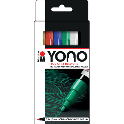 Marabu Acrylmarker "YONO", 0,5 - 1,5 mm, 6er Set