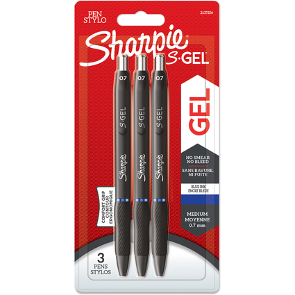 Sharpie Gelschreiber S-GEL, 0,7 mm, blau, 3er Blister