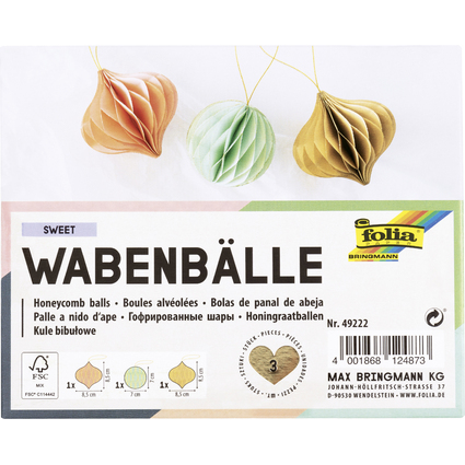 folia Wabenblle SWEET, 3er Set Kugeln