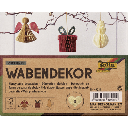 folia Wabendekor CHRISTMAS, 3er Set Geschenk & Co