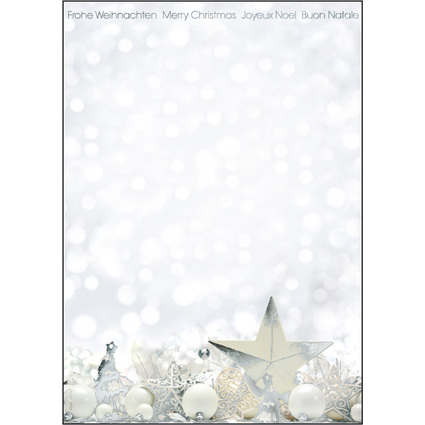 sigel Weihnachts-Motiv-Papier "White Stars", A4, 90g/qm