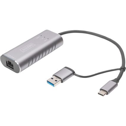 DIGITUS USB Type-C Gigabit Ethernet Adapter, USB-C + USB A