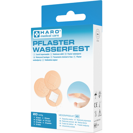 HARO Pflaster wasserfest, rund, hautfarben, 20er Pack