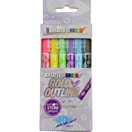 WEDO Kreativmarker GOLD + OUTLINE, 6er Etui