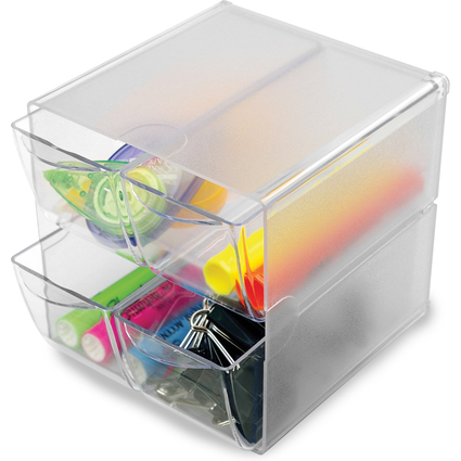 deflecto Organisationsbox Cube, 4 Schubladen, glasklar