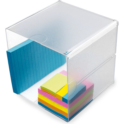 deflecto Organisationsbox Cube, 1 Fach, glasklar