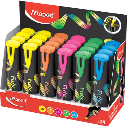 Maped Textmarker FLEX, flexible Spitze, 24er Display