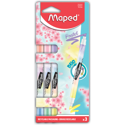 Maped Textmarker FLUO'PEPS PEN DUO Pastel, 3er Kartonblister