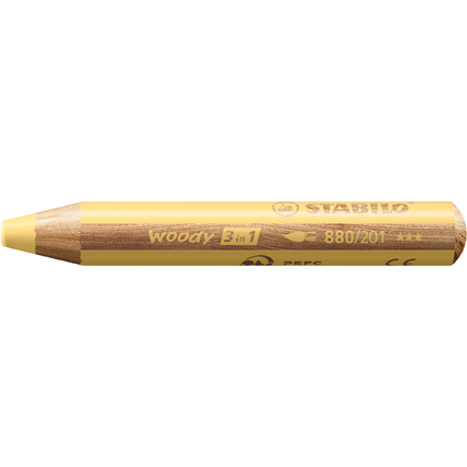 STABILO Multitalentstift woody 3 in 1, rund, pastellgelb