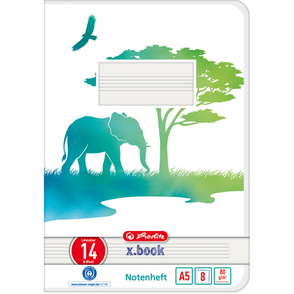 herlitz Notenheft GREENline, DIN A5, Lineatur 14, 8 Blatt