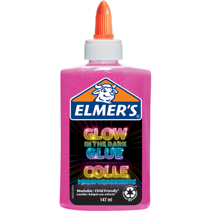 ELMER'S Glow in the Dark Bastelkleber, rosa, 147 ml