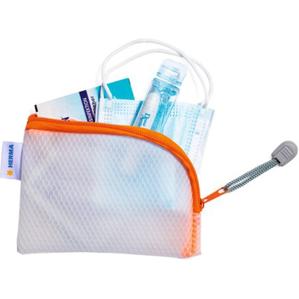 HERMA Reiverschlusstasche "Mesh Bags", DIN A7, orange