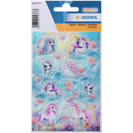 HERMA Sticker MAGIC Happy Unicorns, Transpuffy