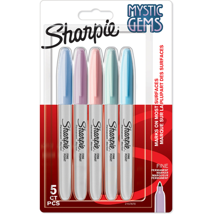 Sharpie Permanent-Marker FINE MYSTIC GEMS, 5er Blisterkarte