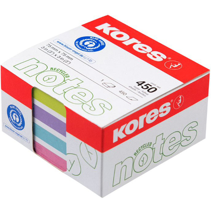 Kores Recycling Haftnotiz-Wrfel "Recycled Pastel Notes"